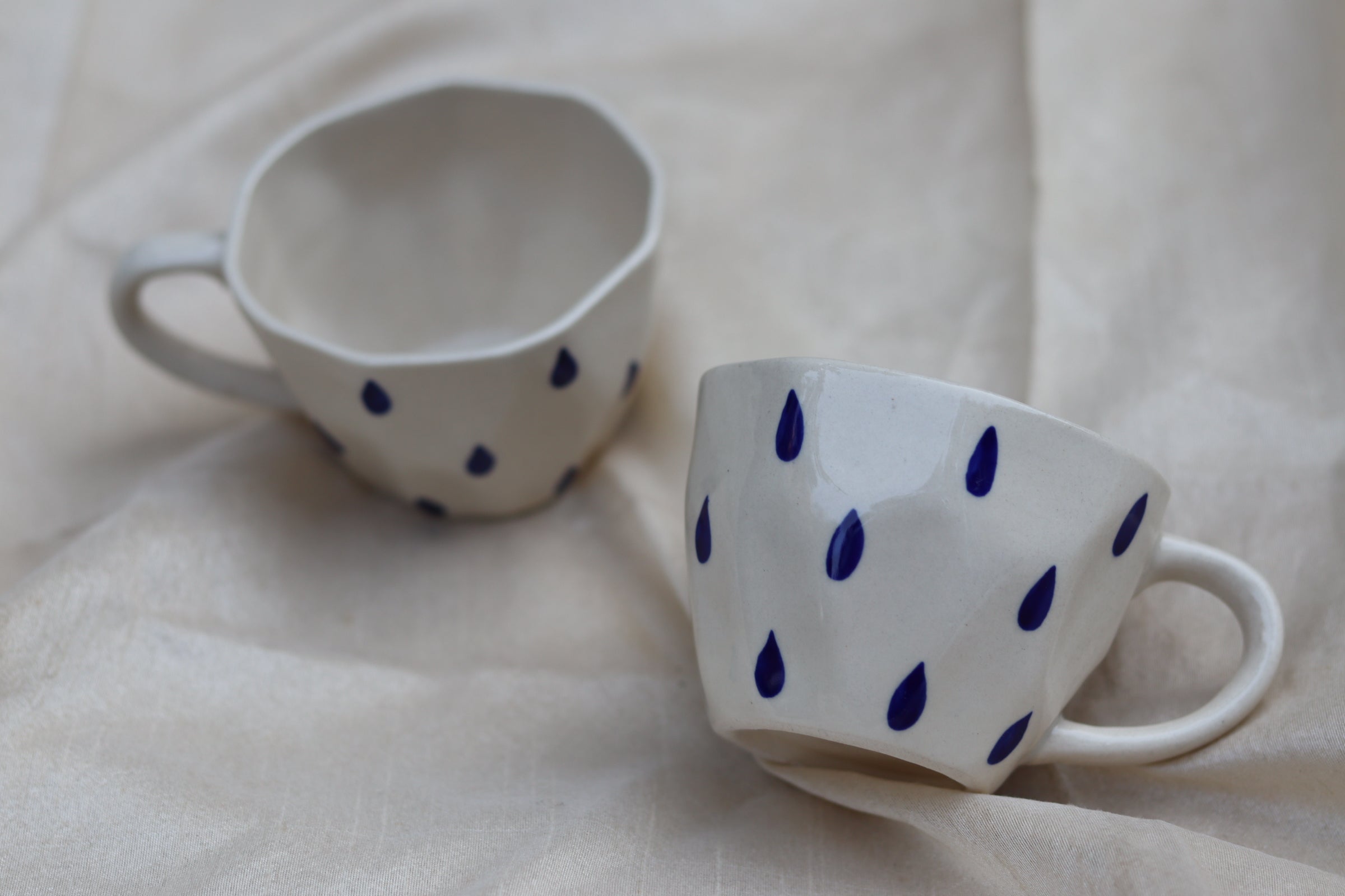 Handmade ceramic rain drop coffee mugs 