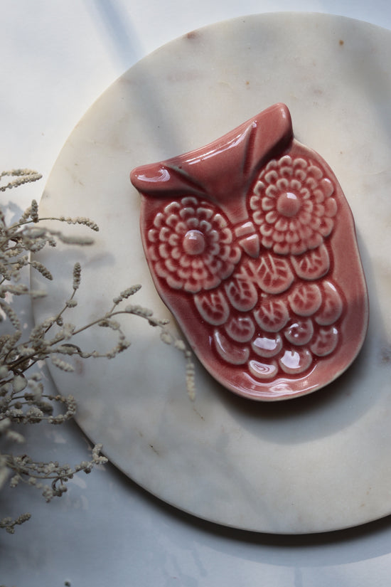 Handmade ceramic spoon rest pink 