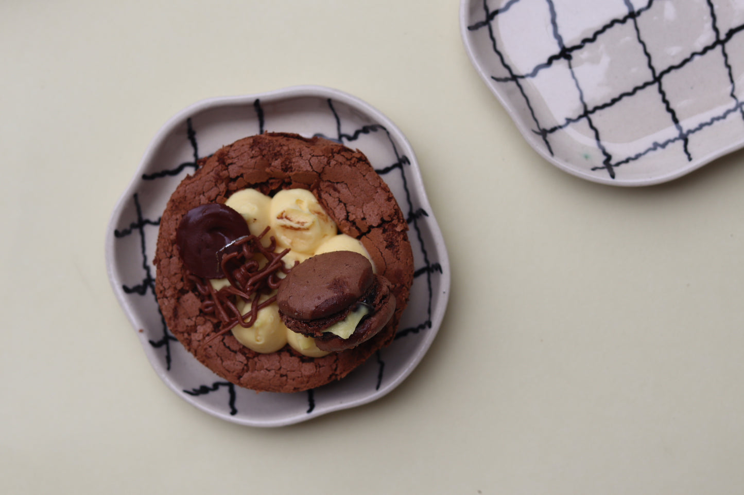 Zig Zag Checks Handmade Dessert Plate