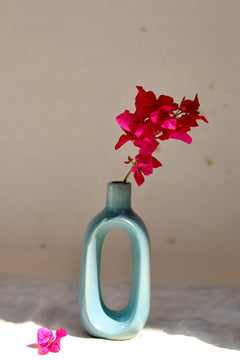 Grey contour vase with flower