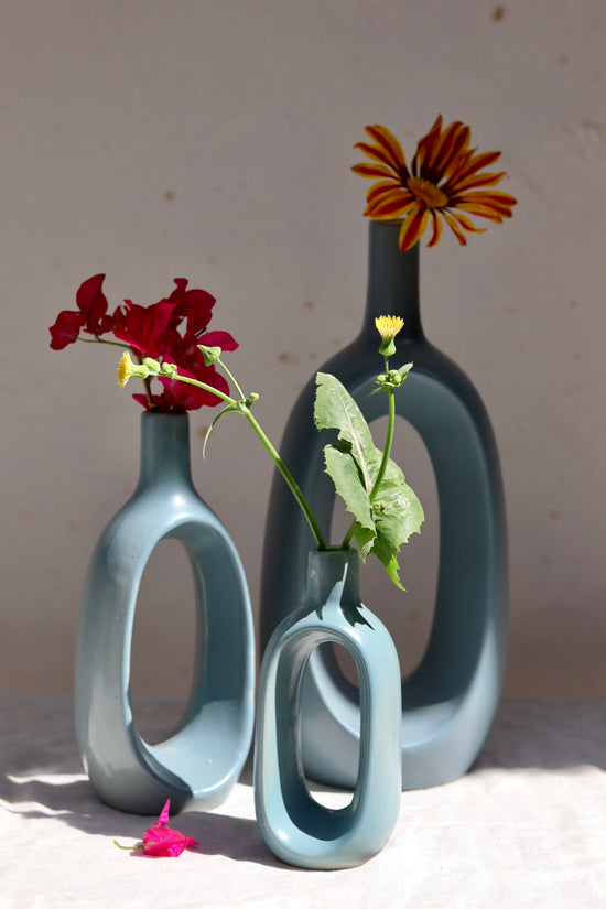 Handmade ceramic vase with flowers