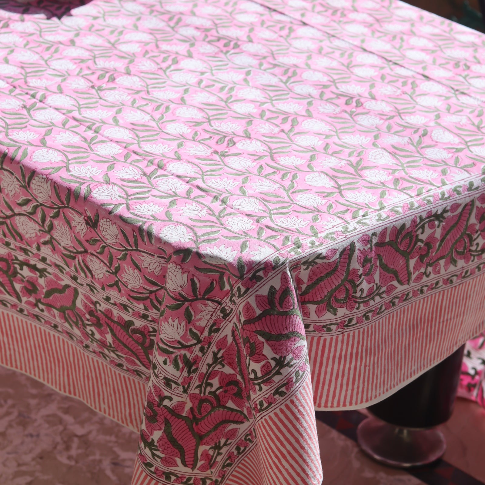 Pretty pink lotus table cloth 