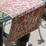 Cotton table runner on table 
