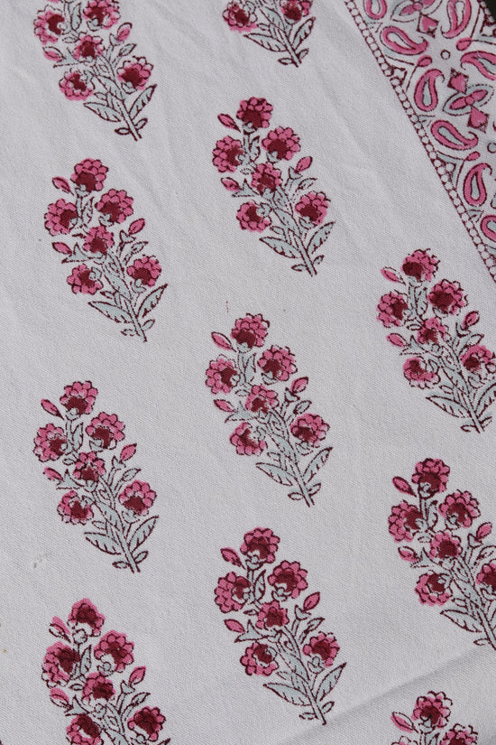 Pink Florals Motif Cotton Table Runner