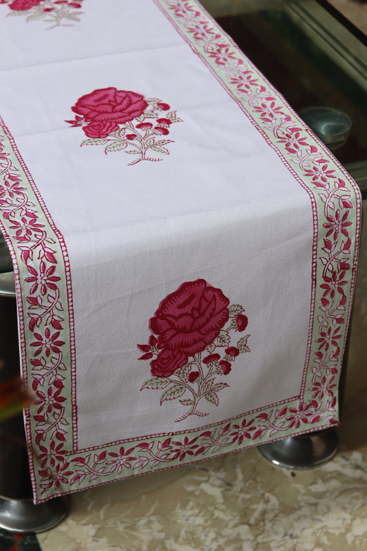 Roses Block Print Table Runner