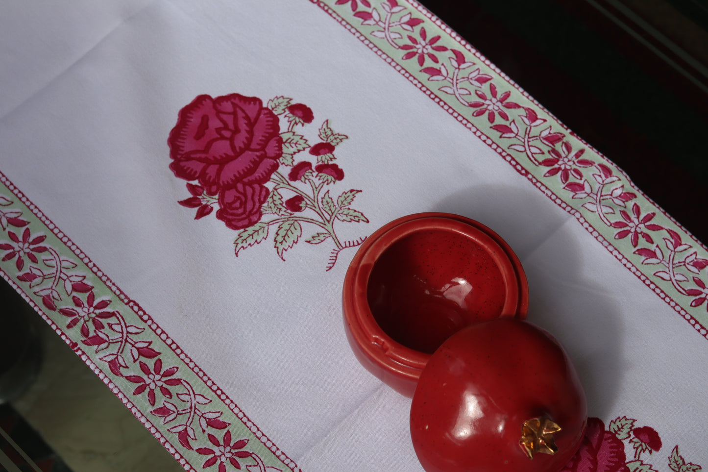 Roses Block Print Table Runner