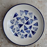 Boat pasta plate white and blue