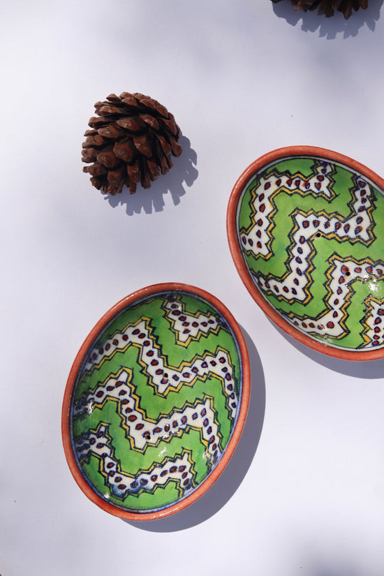 Green chevron soap dish 