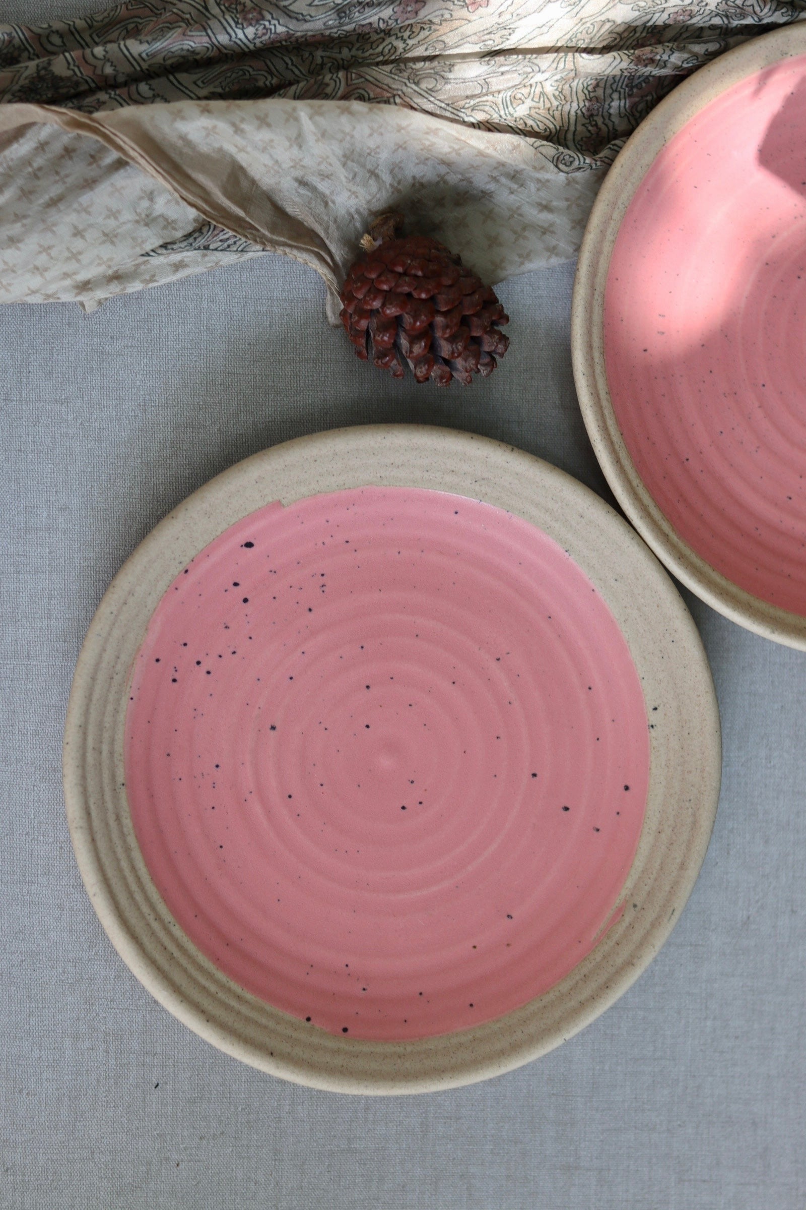Handmade ceramic pink plates 