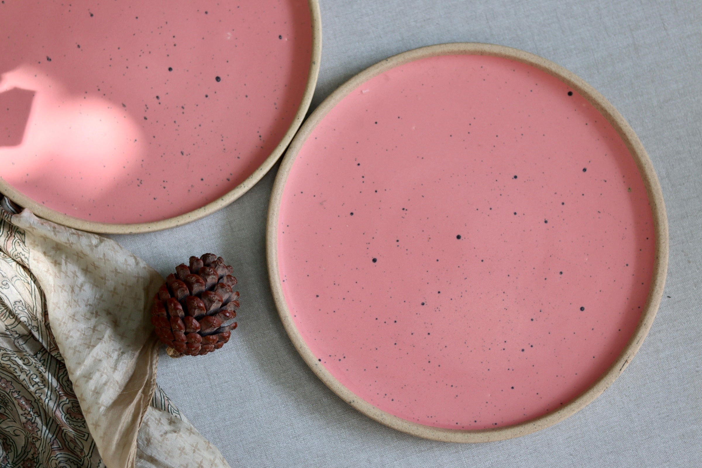 Top shot of pink ceramic plate