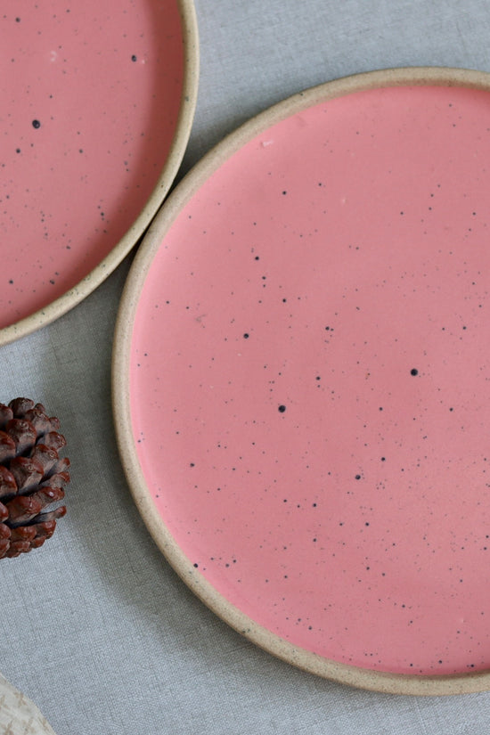 Top shot of pink ceramic plate