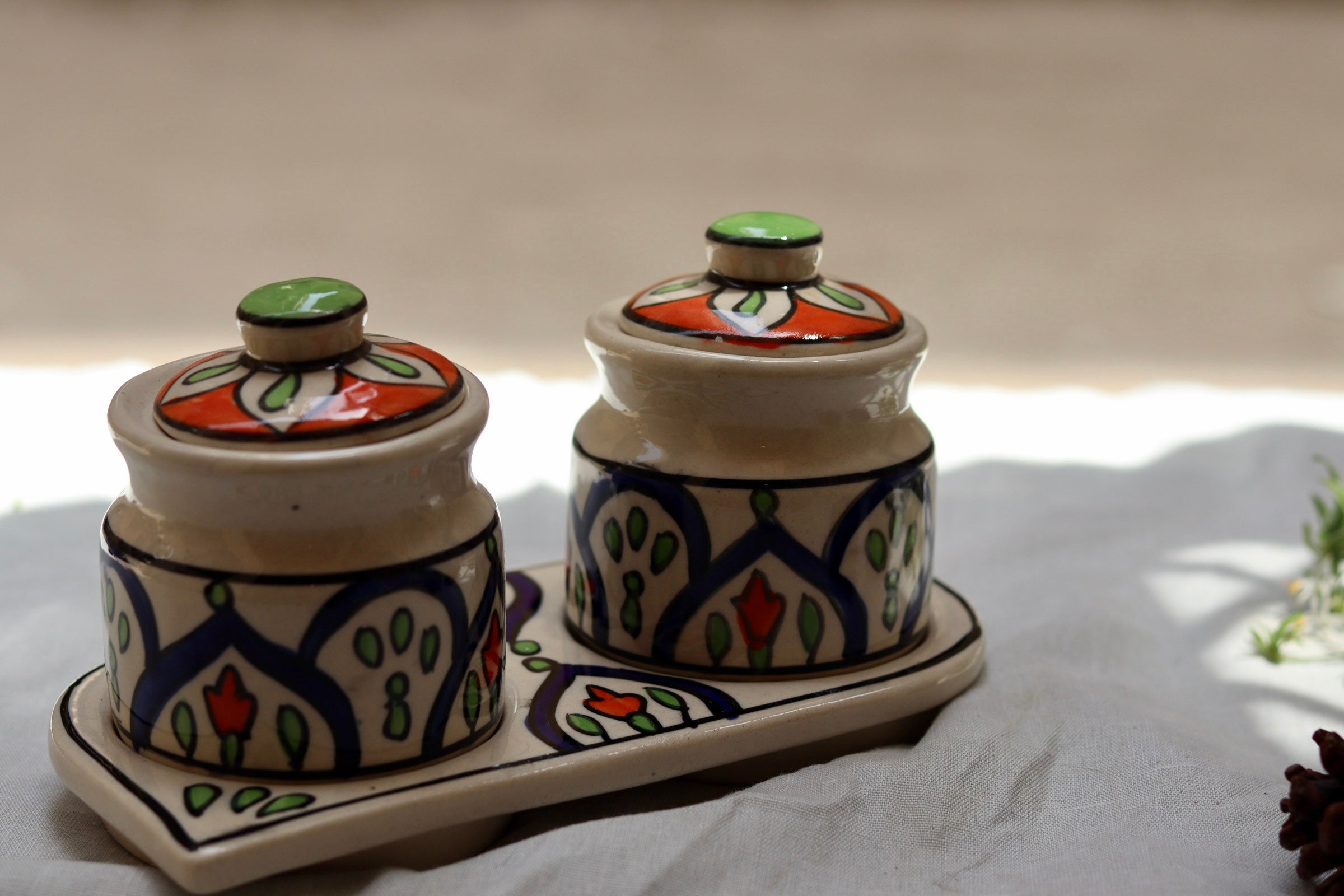 Ceramic achar jars orange color 
