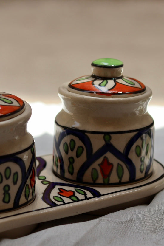 Ceramic achar jars orange color 