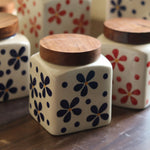 Flower jars with wooden lid