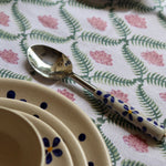 Handmade blue floral dinner spoon 