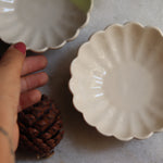 Handmade ceramic white flower ice cream bowls 