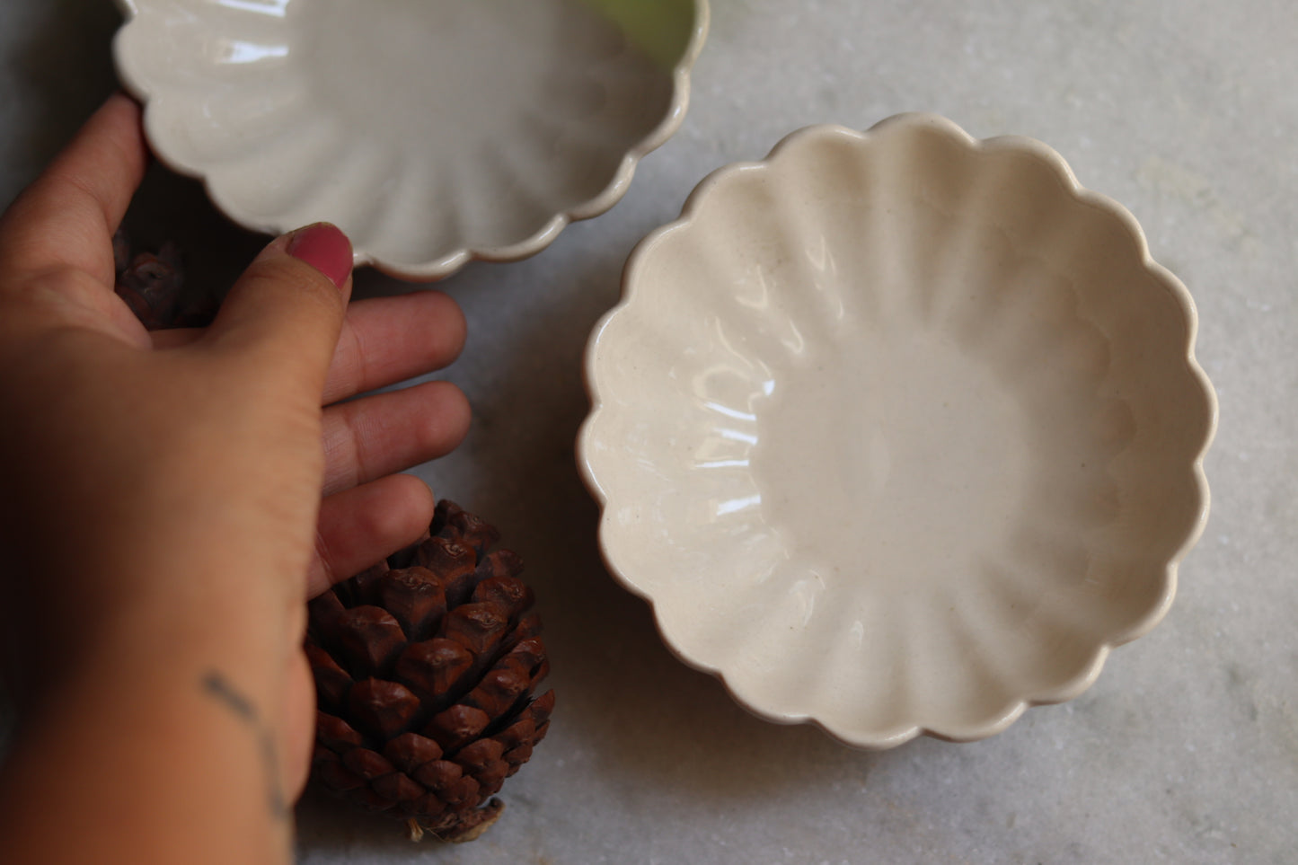 White Flower Ice Cream Bowl