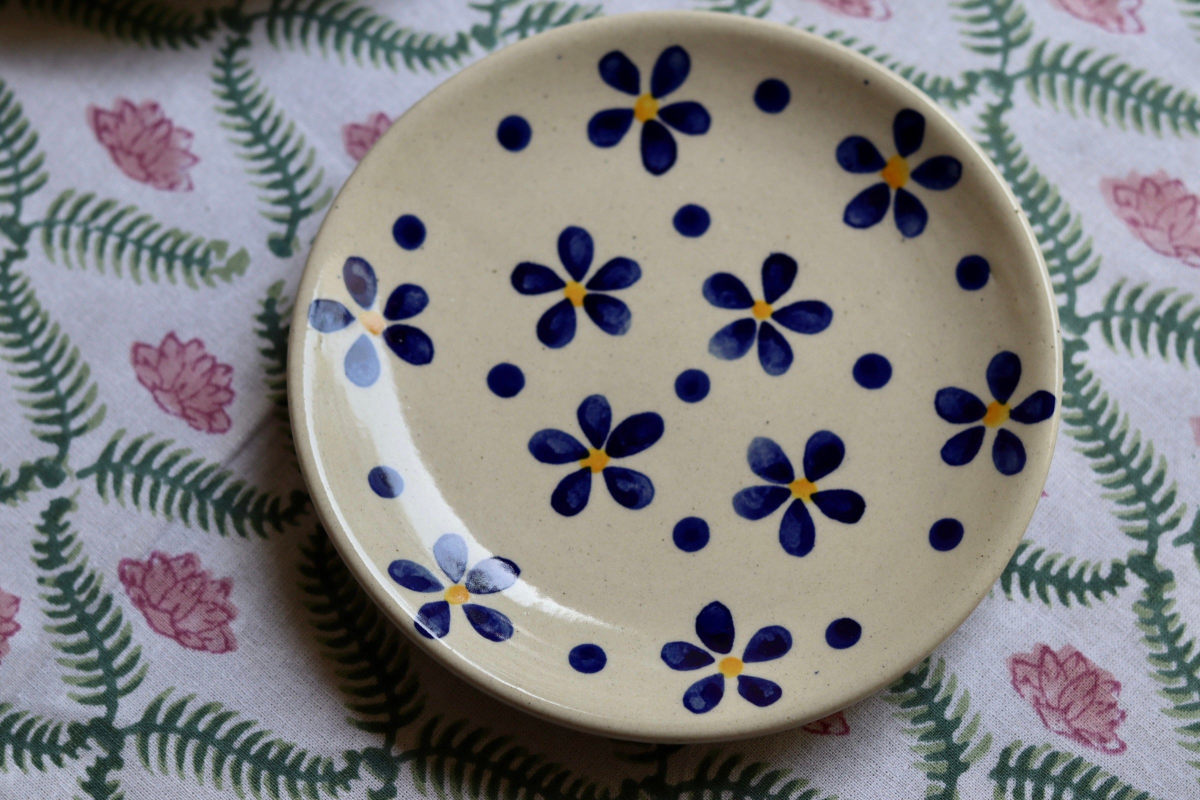 Floral summer ceramic dessert plate 