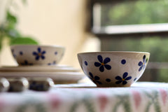 Handmade ceramic blue floral katories