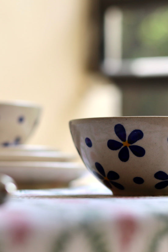 Handmade ceramic blue floral katories