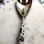 Handmade dinnerware blue floral spoon