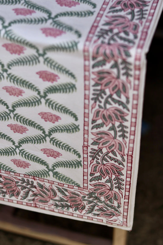 Lotus Block Print Table Runner