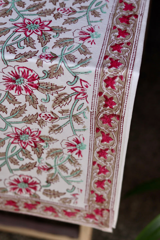 Floral Block Print Table Runner