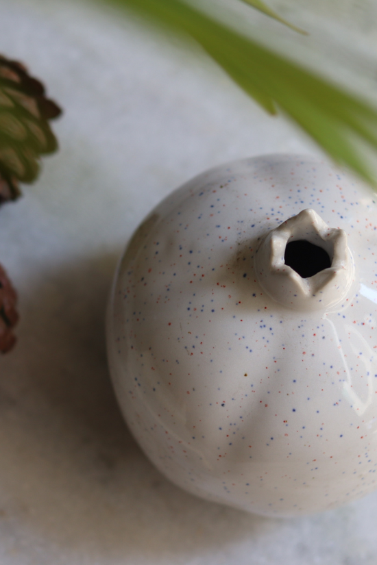 Handmade ceramic anar vase white color