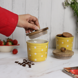 Handmade Ceramic Yellow Polka Jar