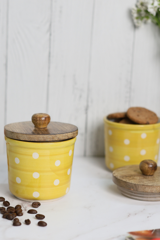 Yellow Polka Jars With Lid