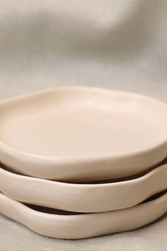 Handmade ceramic white dessert plates