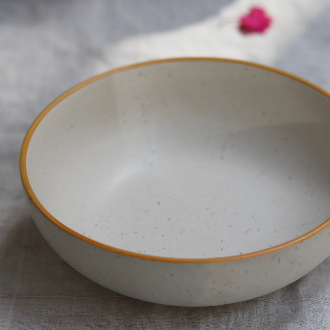 Handmade ceramic white curry bowl