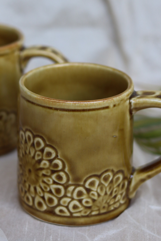 Mustard flower coffee mugs