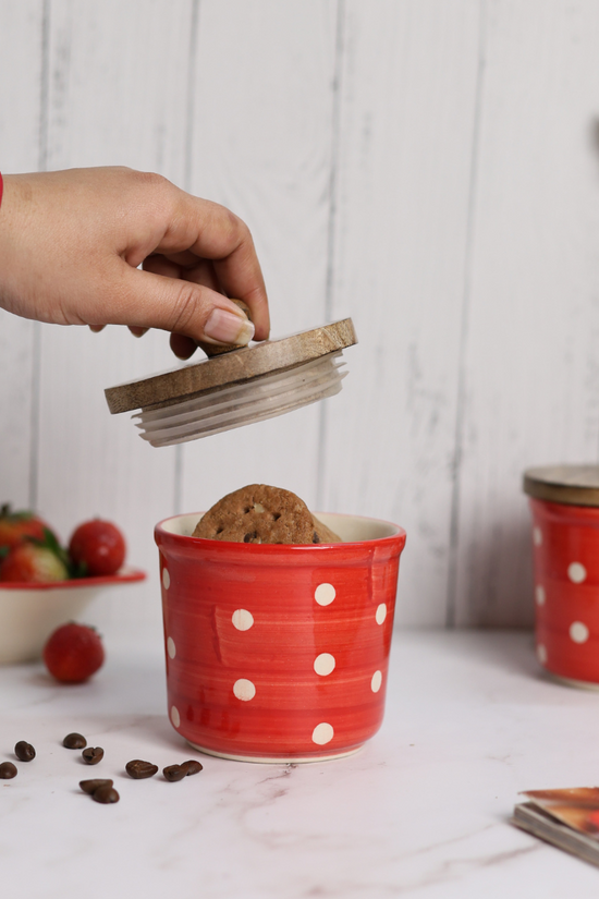 Red polka jar 
