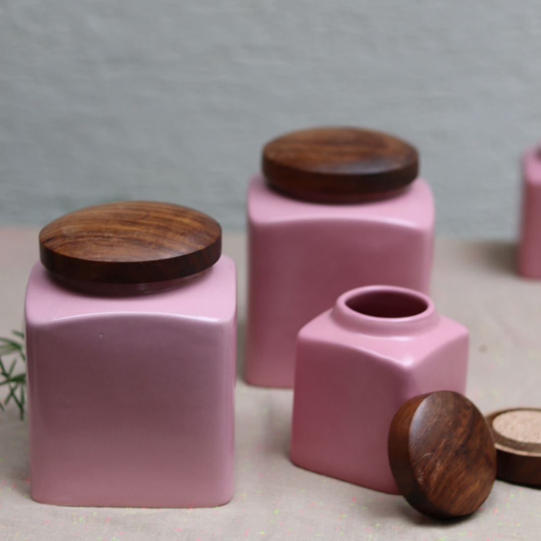 The Neutrals - Pink Square Jars Small & Large 