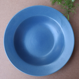 Blue pasta plate with plant 