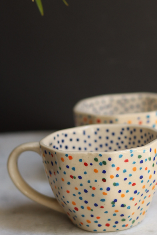 Colorful polka coffee mug 