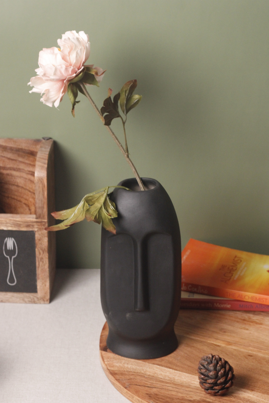 Handmade black face vase