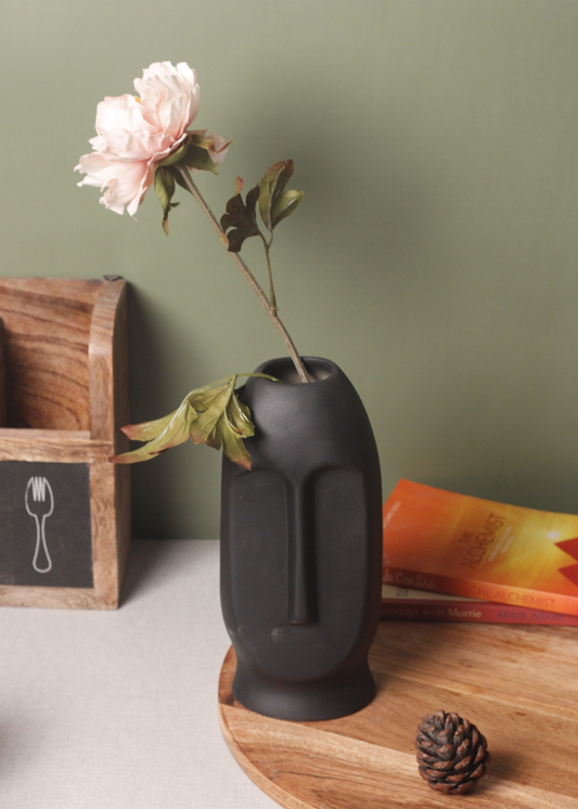 Handmade black face vase