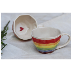 Pride coffee mugs with heart inside