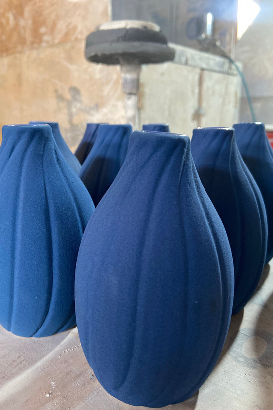 Handmade Ceramic Sanded Blue Vases