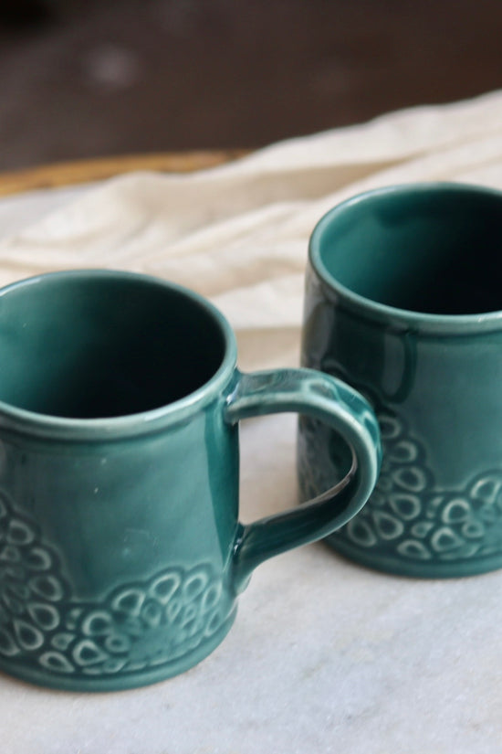 Green flower coffee mug 