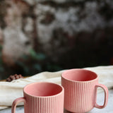 Lined Pink Coffee Mug