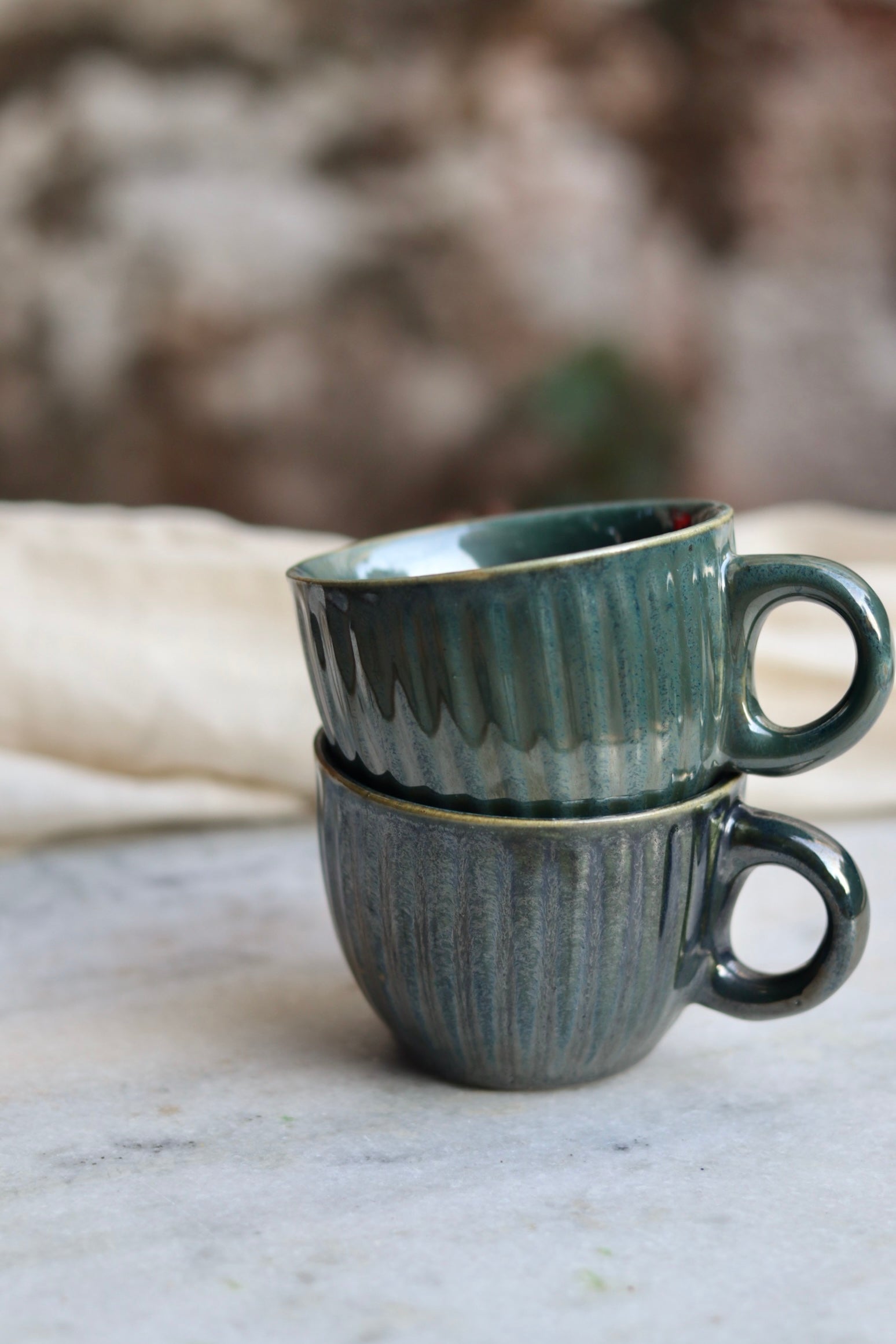 Metallic green chai cups set of two 