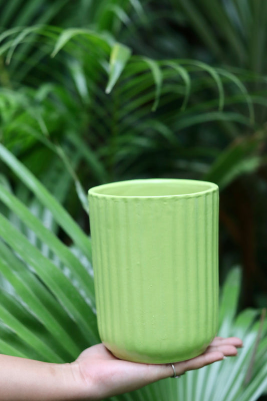 Neon Green Lined Planter