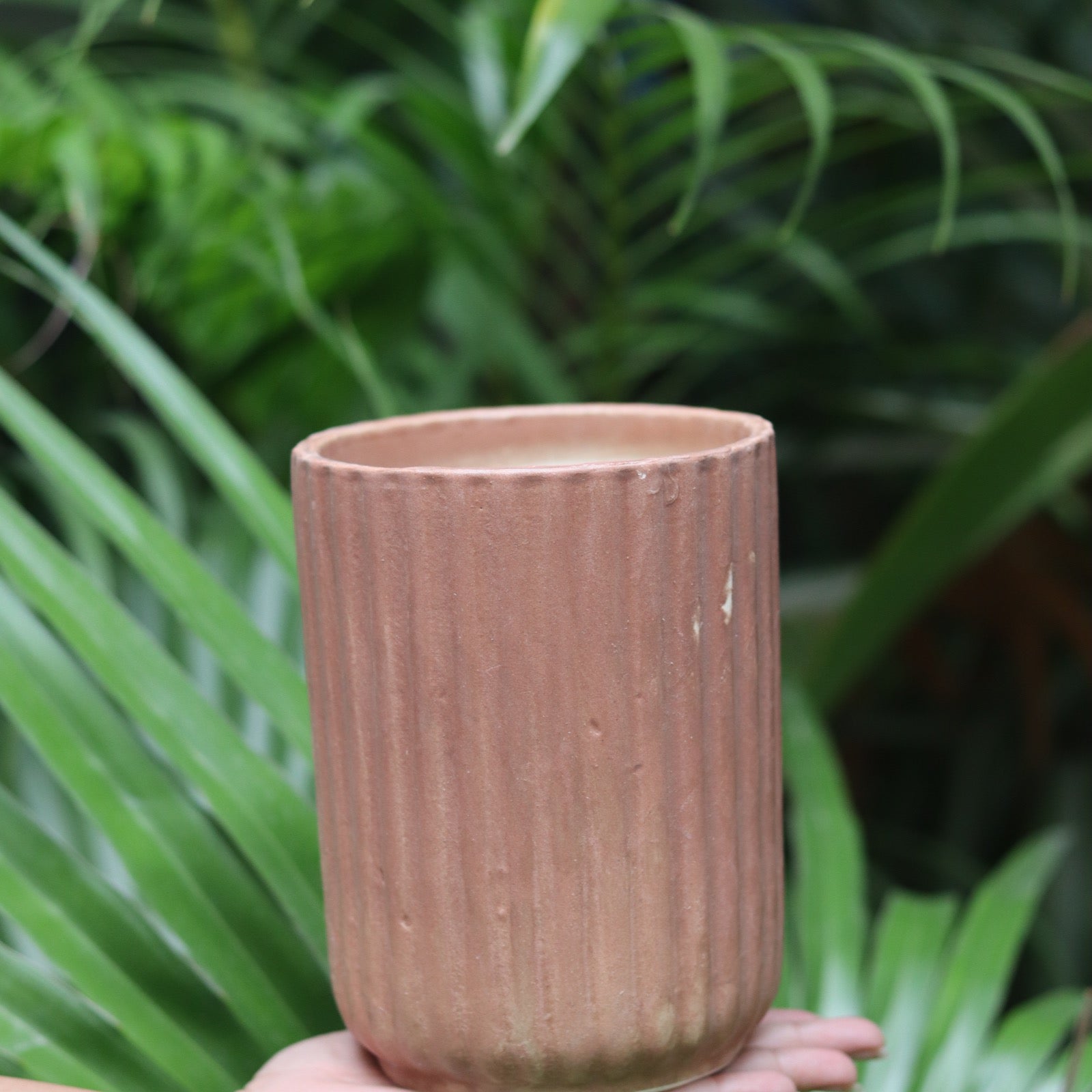 Brown lined planter