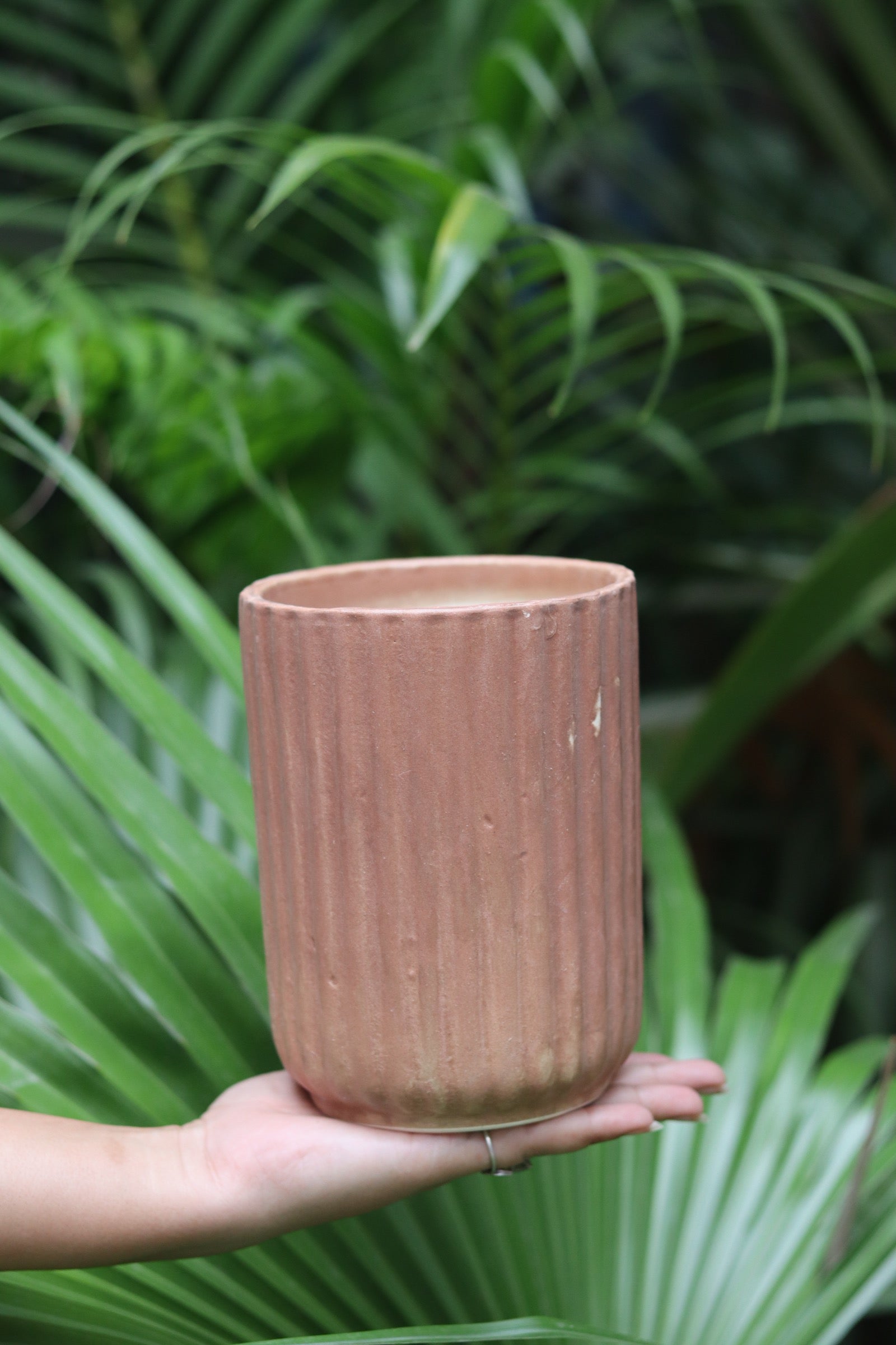 Brown lined planter