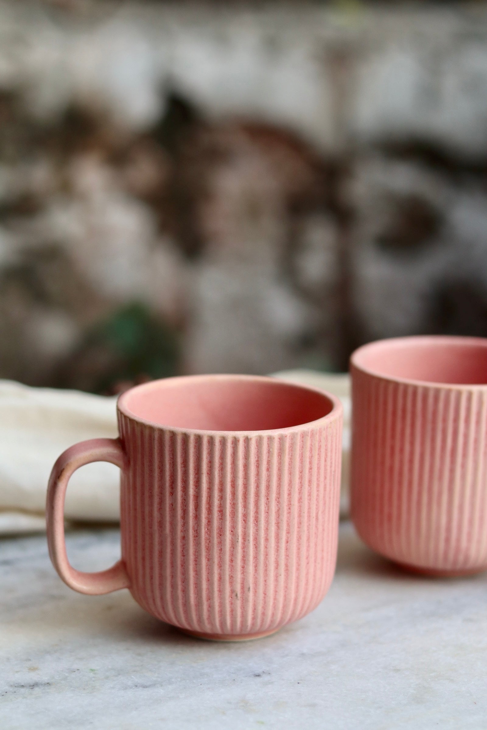 Closeup shot of coffee mugs