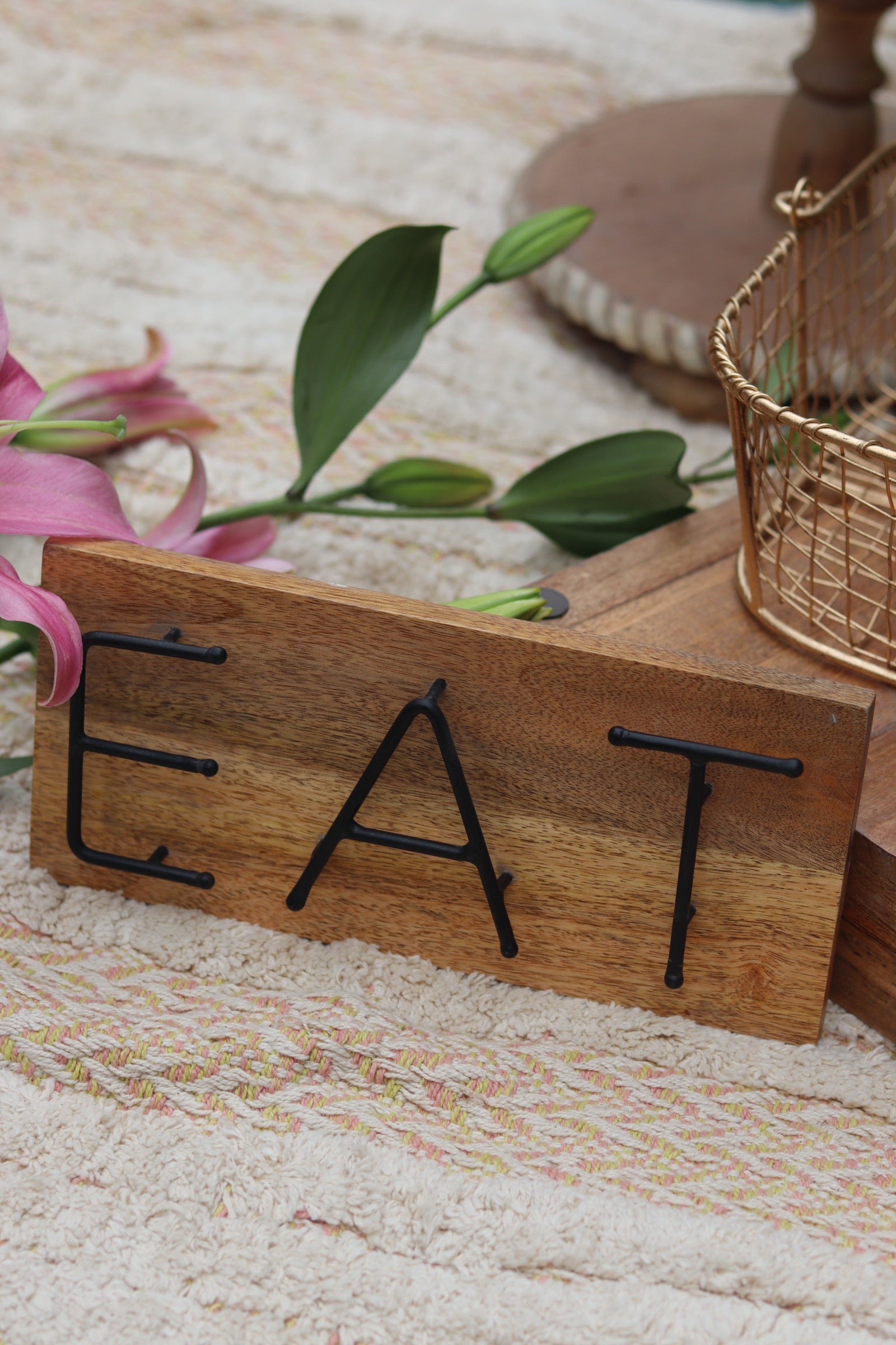 EAT board with flowers